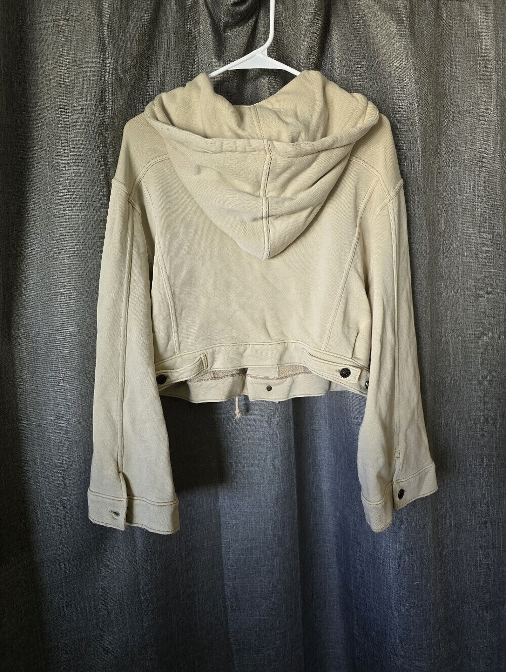 Free People Dreamers Jacket Womens XS Ivory Cropped Button Front Hooded - Picture 3 of 6